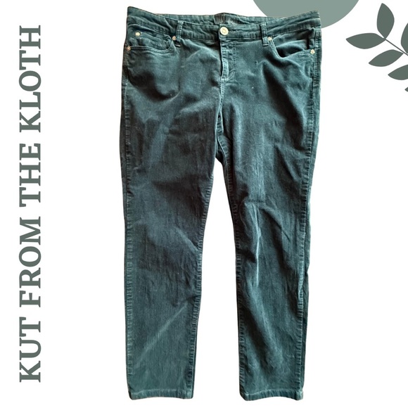 Kut From The Kloth Catherine Corduroy Boyfriend Pants - Jewel Tone Green Size 16 - Picture 3 of 11